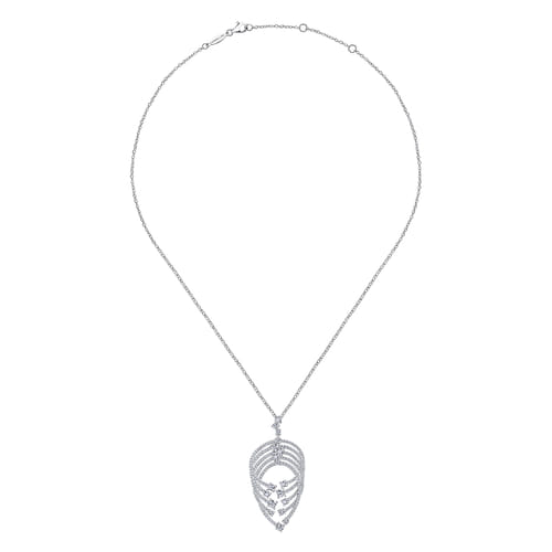 18K White Gold Intersecting Diamond Channels Pendant Necklace 18K White Gold Intersecting Diamond Channels Pendant Necklace
