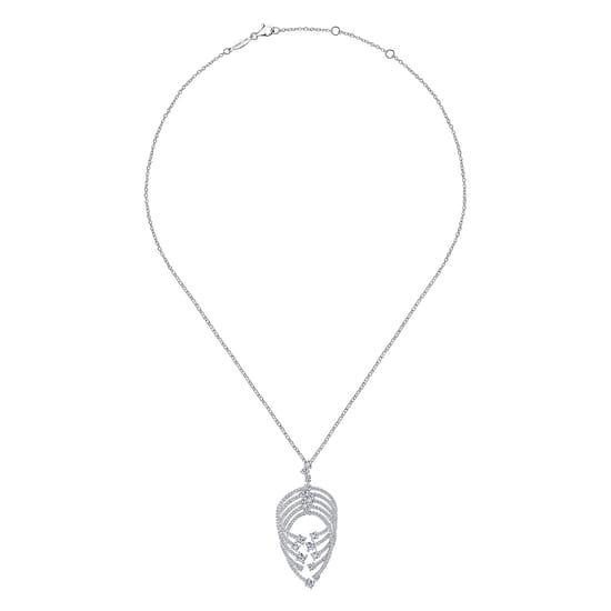 18K White Gold Intersecting Diamond Channels Pendant Necklace angle 2