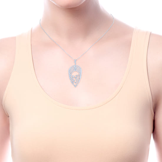 18K White Gold Intersecting Diamond Channels Pendant Necklace angle 3