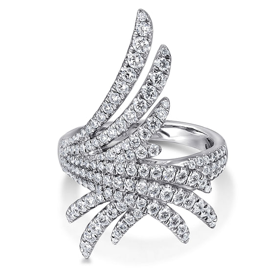 Gabriel - 18K White Gold Intersecting Diamond Statement Ring