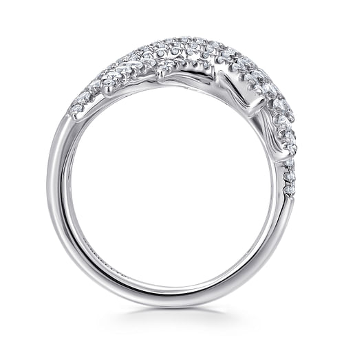 18K White Gold Intersecting Diamond Statement Ring