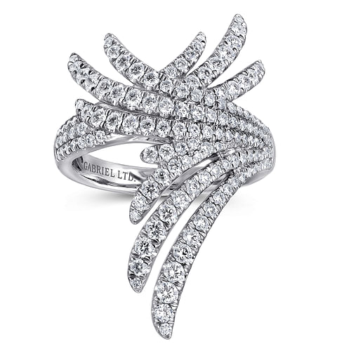 18K White Gold Intersecting Diamond Statement Ring