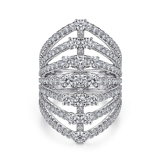 Gabriel - 18K White Gold Layered Diamond Fan Wide Band Ring