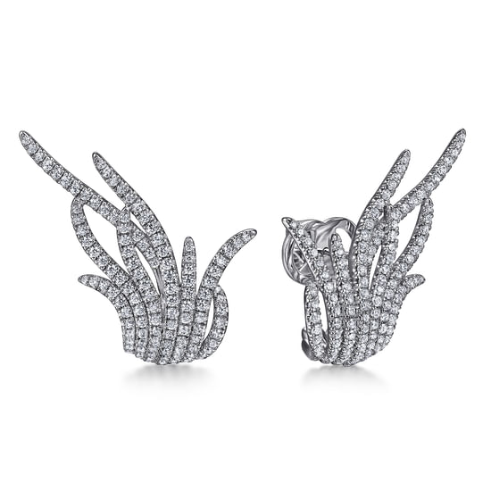 Gabriel - 18K White Gold Layered Multi Row 25mm Diamond Huggie