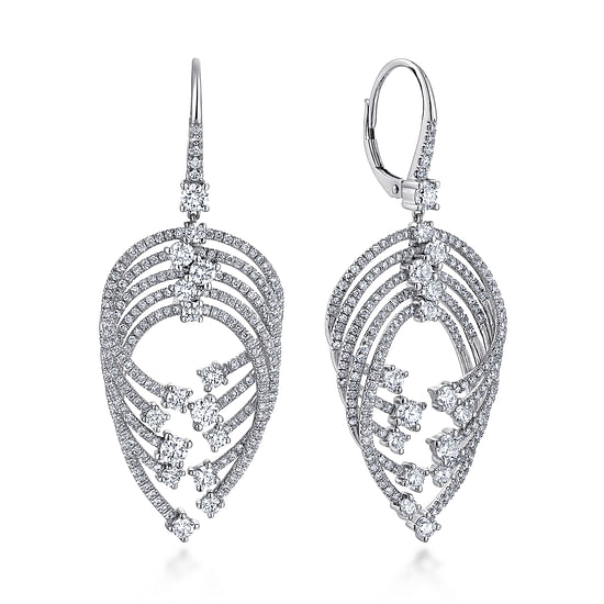 Gabriel - 18K White Gold Layered Teardrop Diamond Drop Earrings