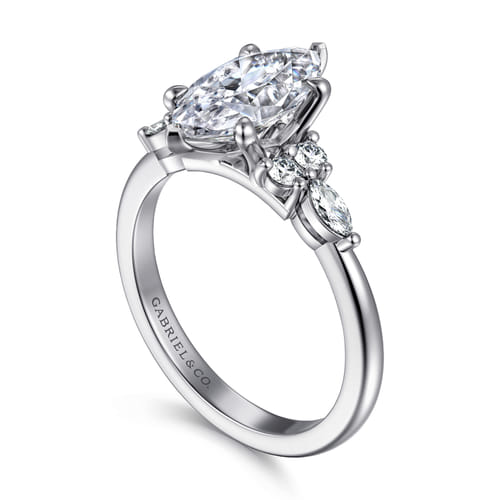 18K White Gold Marquise Diamond Cluster Engagement Ring 18K White Gold Marquise Diamond Cluster Engagement Ring
