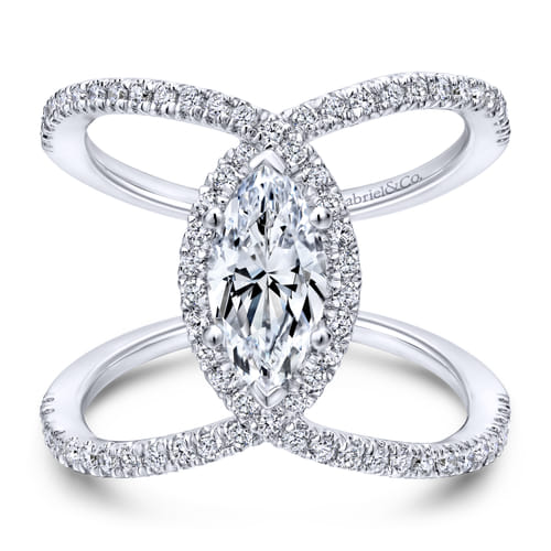 18K White Gold Marquise Halo Diamond Engagement Ring 18K White Gold Marquise Halo Diamond Engagement Ring