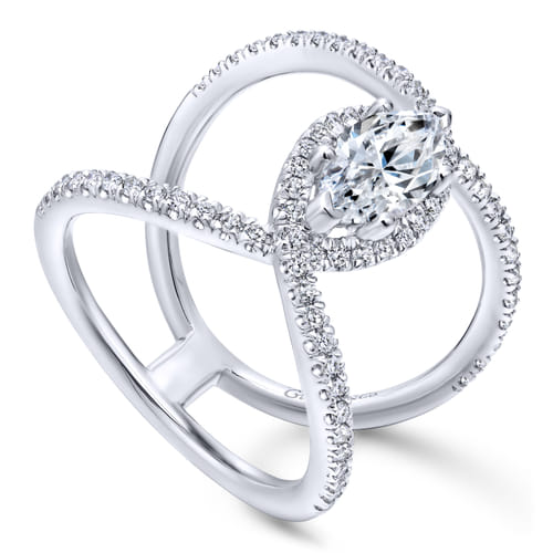 18K White Gold Marquise Halo Diamond Engagement Ring 18K White Gold Marquise Halo Diamond Engagement Ring