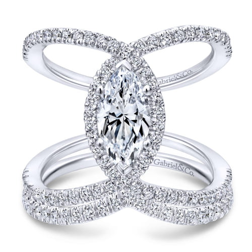 18K White Gold Marquise Halo Diamond Engagement Ring 18K White Gold Marquise Halo Diamond Engagement Ring