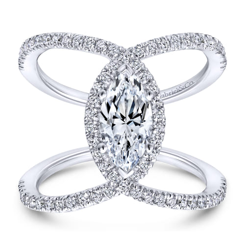 18K White Gold Marquise Halo Diamond Engagement Ring 18K White Gold Marquise Halo Diamond Engagement Ring