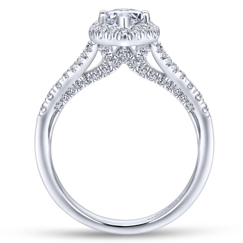 18K White Gold Marquise Halo Diamond Engagement Ring
