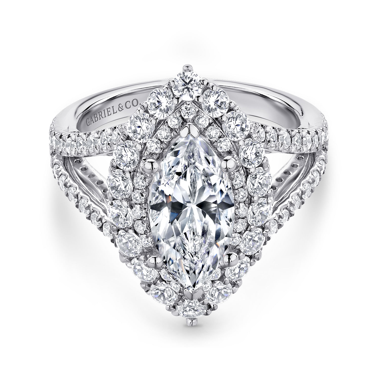 Gabriel - 18K White Gold Marquise Shape Diamond Engagement Ring