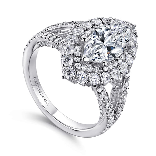 18K White Gold Marquise Shape Diamond Engagement Ring