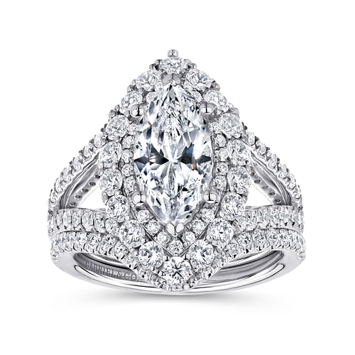 18K White Gold Marquise Shape Diamond Engagement Ring