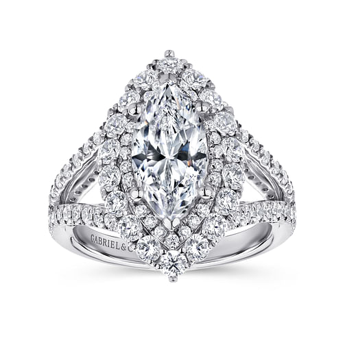 18K White Gold Marquise Shape Diamond Engagement Ring