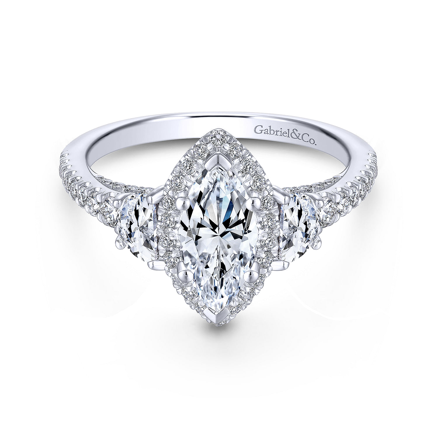 18K White Gold Marquise Shape Diamond Engagement Ring