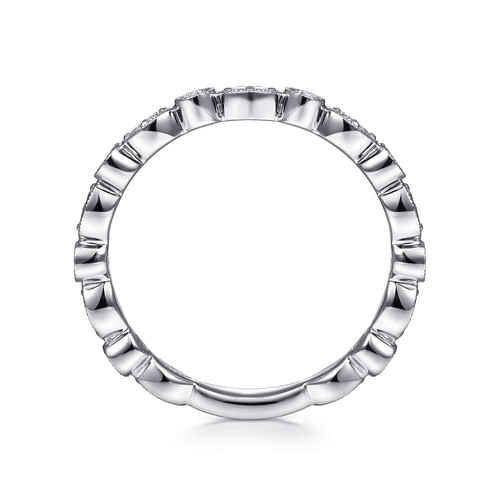 18K White Gold Marquise and Round Station Diamond Ring