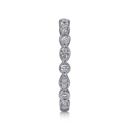 18K White Gold Marquise and Round Station Diamond Ring