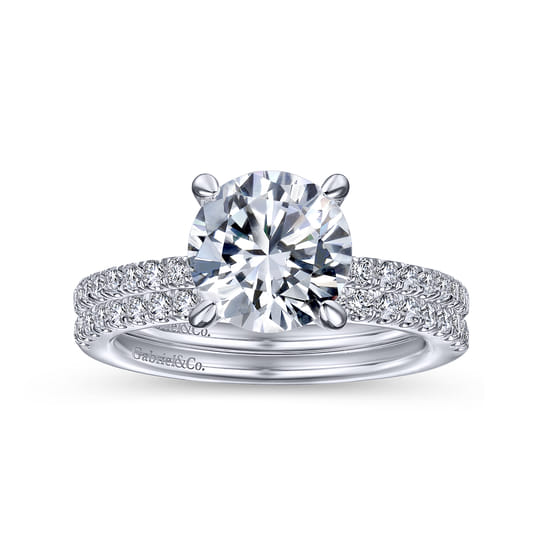 18K White Gold Matching Wedding Band angle 4