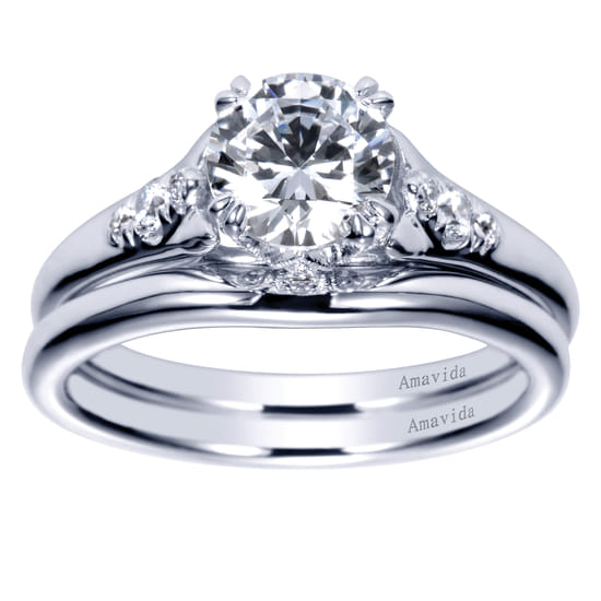 18K White Gold Matching Wedding Band angle 4