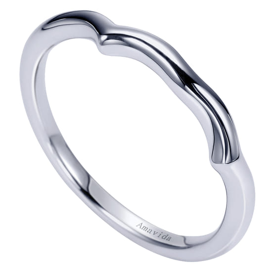 18K White Gold Matching Wedding Band angle 3