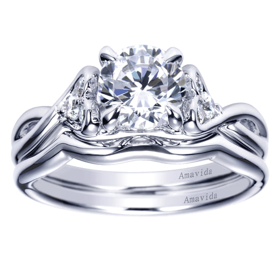 18K White Gold Matching Wedding Band angle 4