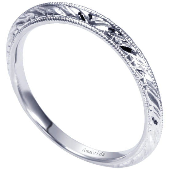 18K White Gold Matching Wedding Band angle 3