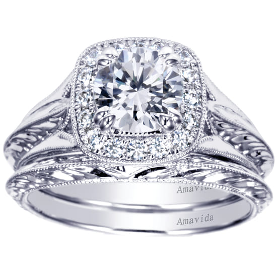 18K White Gold Matching Wedding Band angle 4