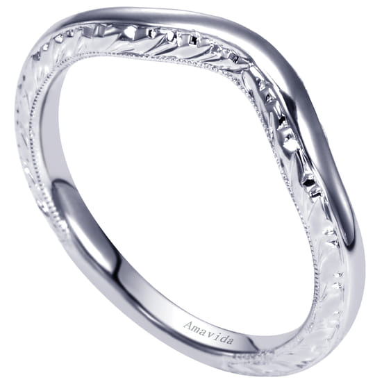 18K White Gold Matching Wedding Band angle 3