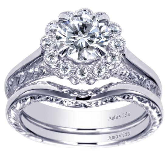 18K White Gold Matching Wedding Band angle 4