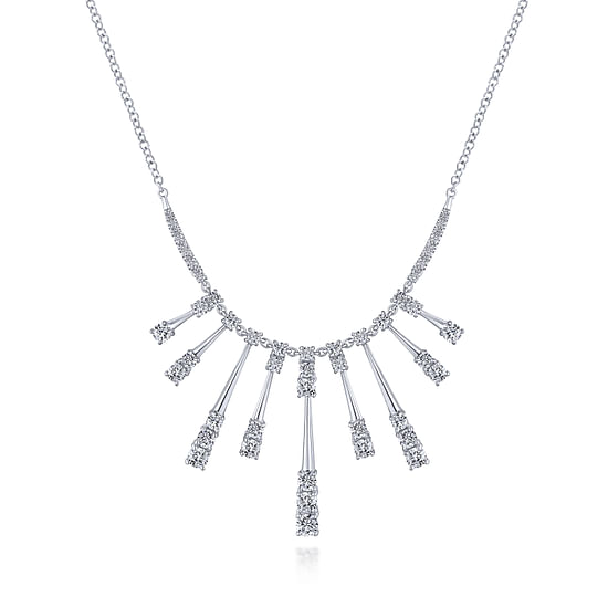 Gabriel - 18K White Gold Multi Diamond Bar Station Necklace