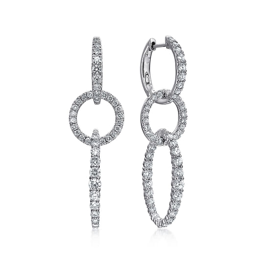 Gabriel - 18K White Gold Multi Link Diamond Drop Huggies