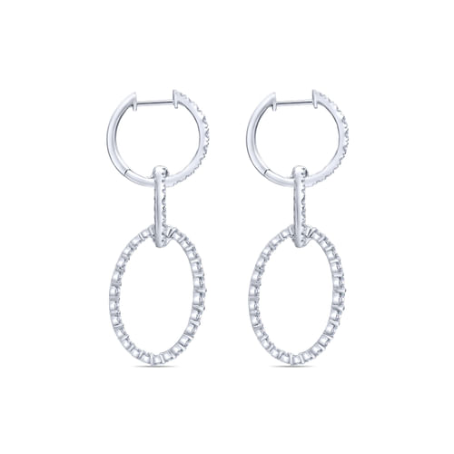 18K White Gold Multi Link Diamond Drop Huggies