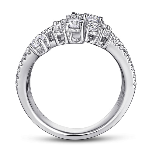 18K White Gold Multi Row Diamond Statement Ring