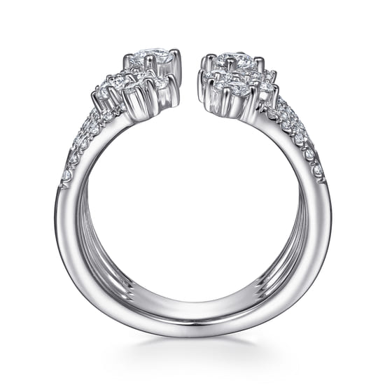 18K White Gold Multi Row Diamond Statement Ring angle 2 18K White Gold Multi Row Diamond Statement Ring angle 2