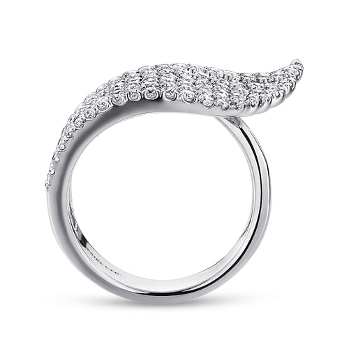 18K White Gold Multi Row Diamond Wing Statement Ring