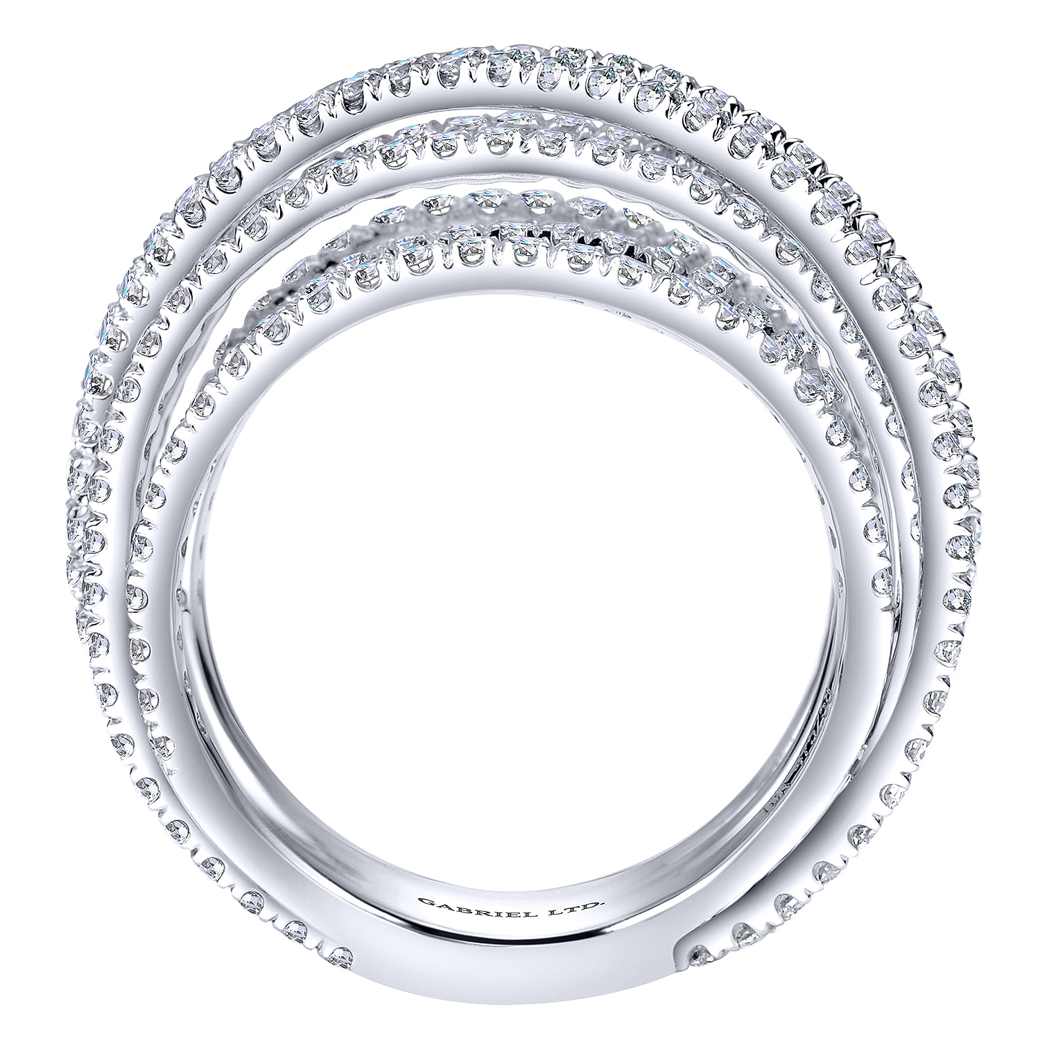 18K White Gold Multi Row Intersecting Diamond Ring