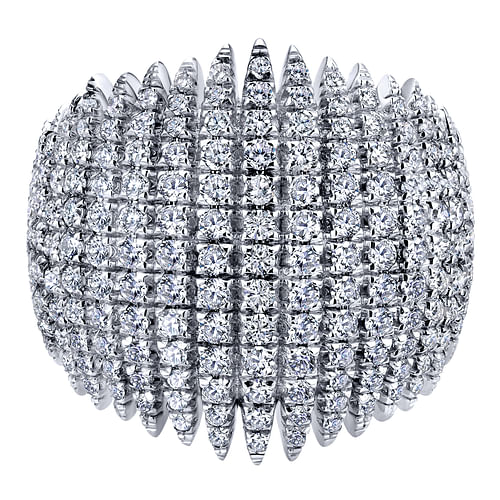 18K White Gold Multi Spike Diamond Wide Band Ring