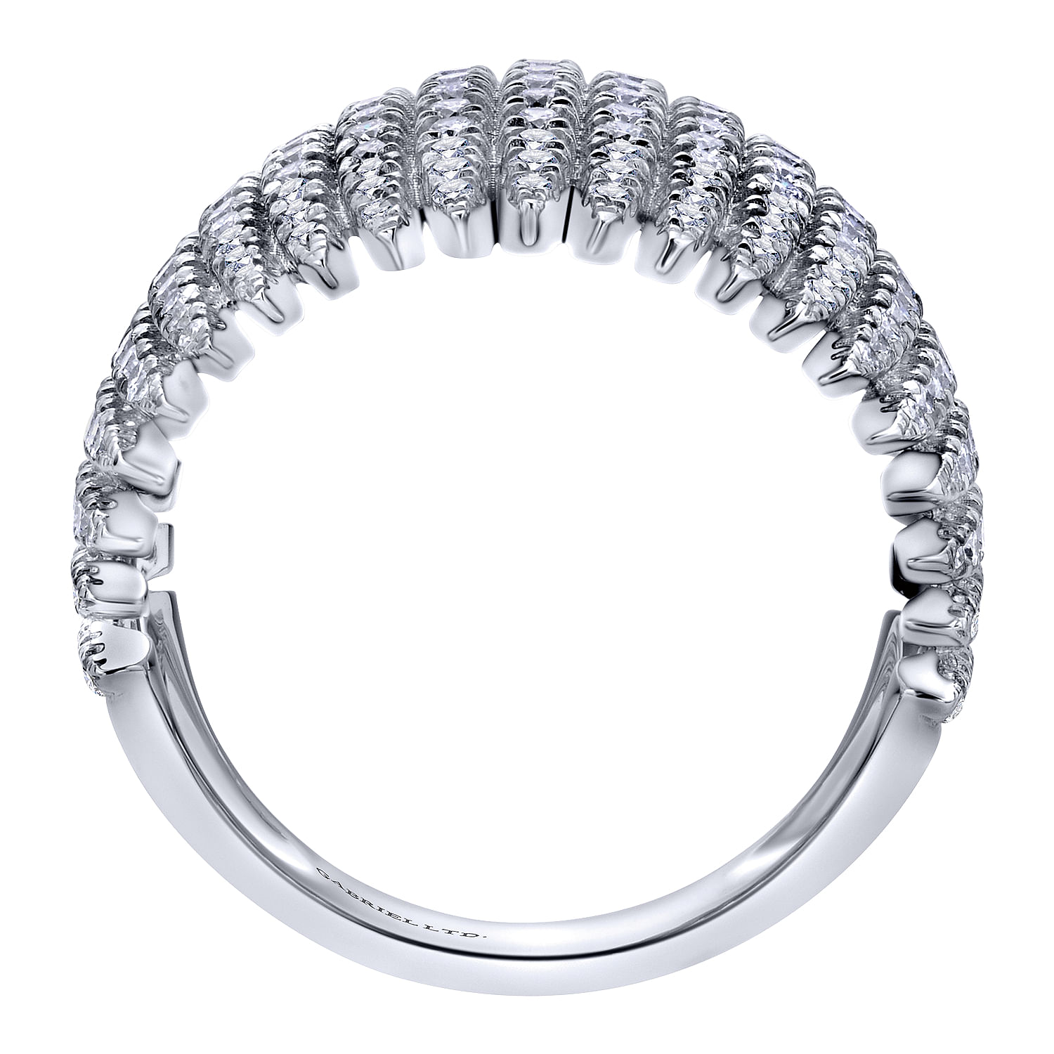 18K White Gold Multi Spike Diamond Wide Band Ring