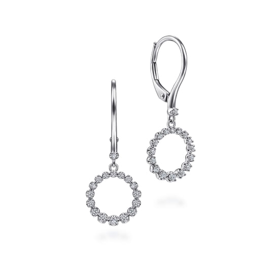 Gabriel - 18K White Gold Open Circle Diamond Drop Earrings