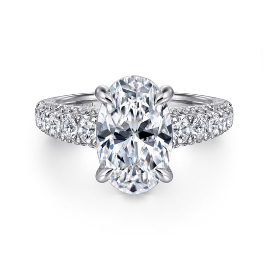 Gabriel - 18K White Gold Oval Cut Diamond Engagement Ring