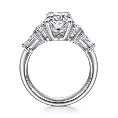 18K White Gold Oval Cut Five Stone Diamond Engagement Ring