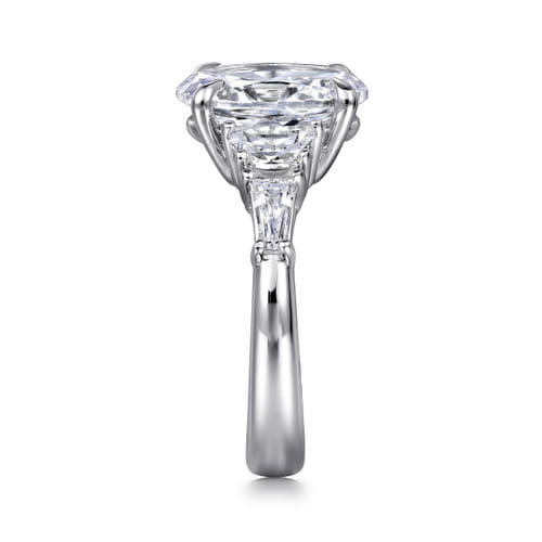 18K White Gold Oval Cut Five Stone Diamond Engagement Ring