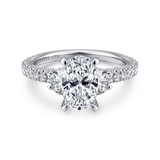 Gabriel - 18K White Gold Oval Diamond Engagement Ring