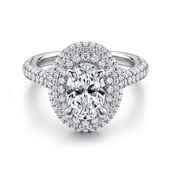 Gabriel - 18K White Gold Oval Diamond Engagement Ring