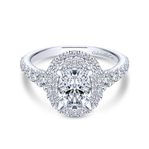 18K White Gold Oval Diamond Engagement Ring