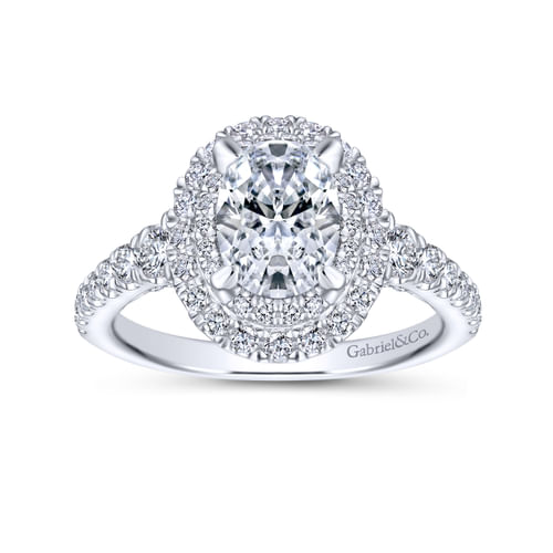 18K White Gold Oval Diamond Engagement Ring