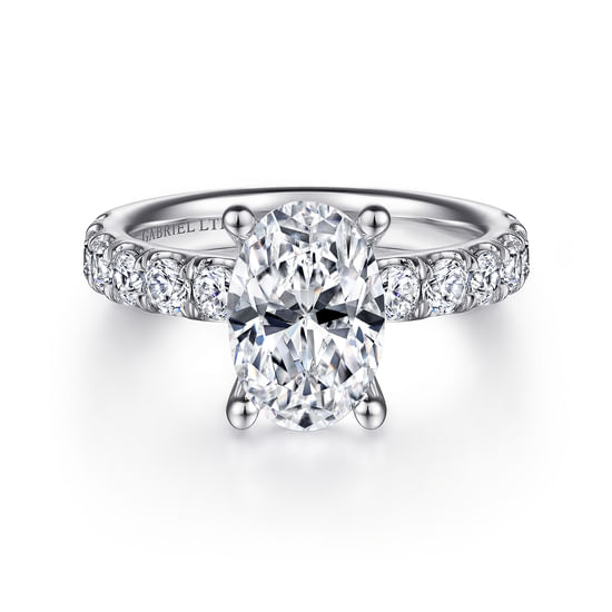 Gabriel - 18K White Gold Oval Diamond Engagement Ring