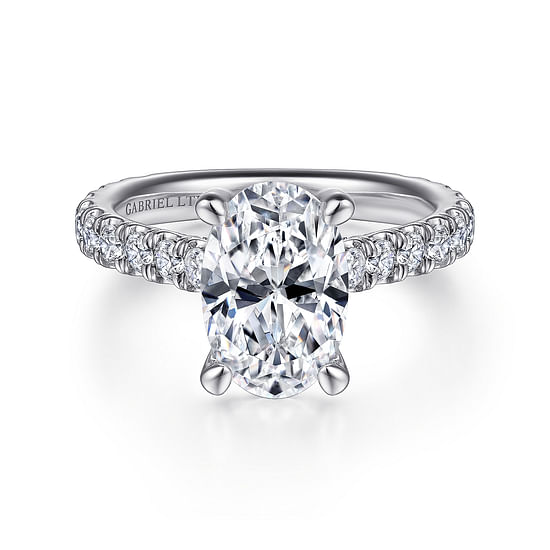 Gabriel - 18K White Gold Oval Diamond Engagement Ring