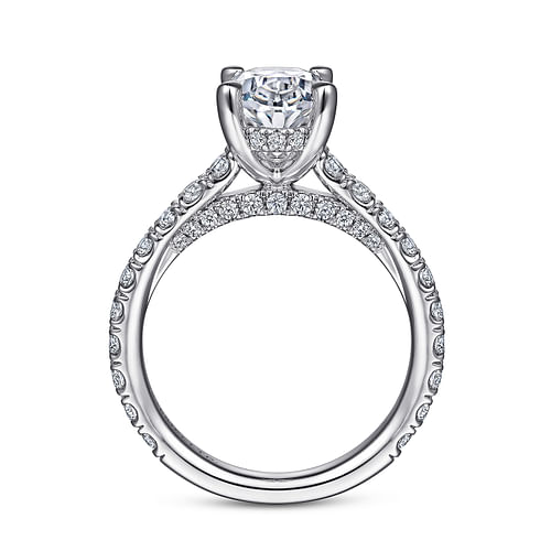 18K White Gold Oval Diamond Engagement Ring